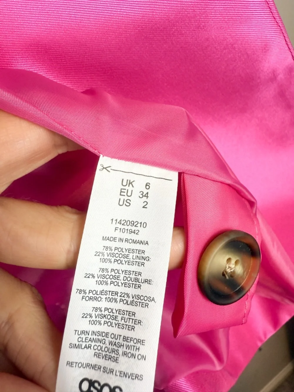 ASOS Design Ultimate Oversized Grandad Blazer in Hot Pink‎ Size 2